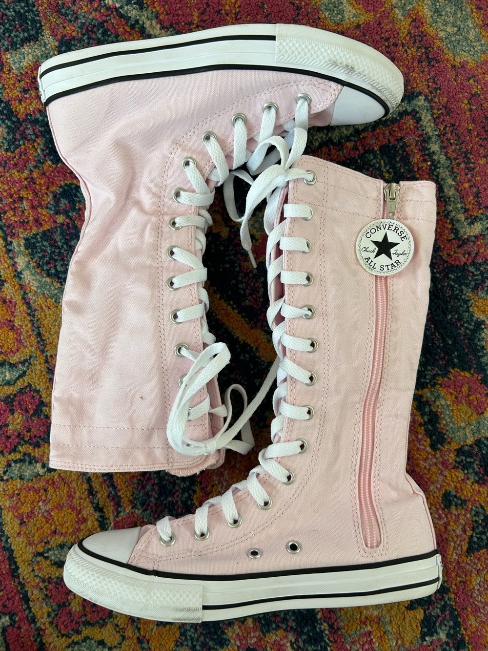 Converse | Youth Pink High Top All Star Canvas XX Side Zip Calf High Sneakers 3 - Picture 5 of 15